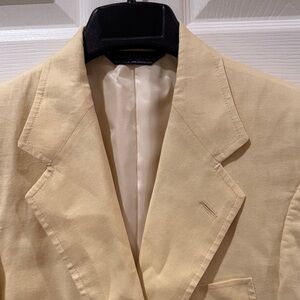 Vintage 1980s Polo Ralph Lauren Yellow Linen Patch Pocket Sport Coat